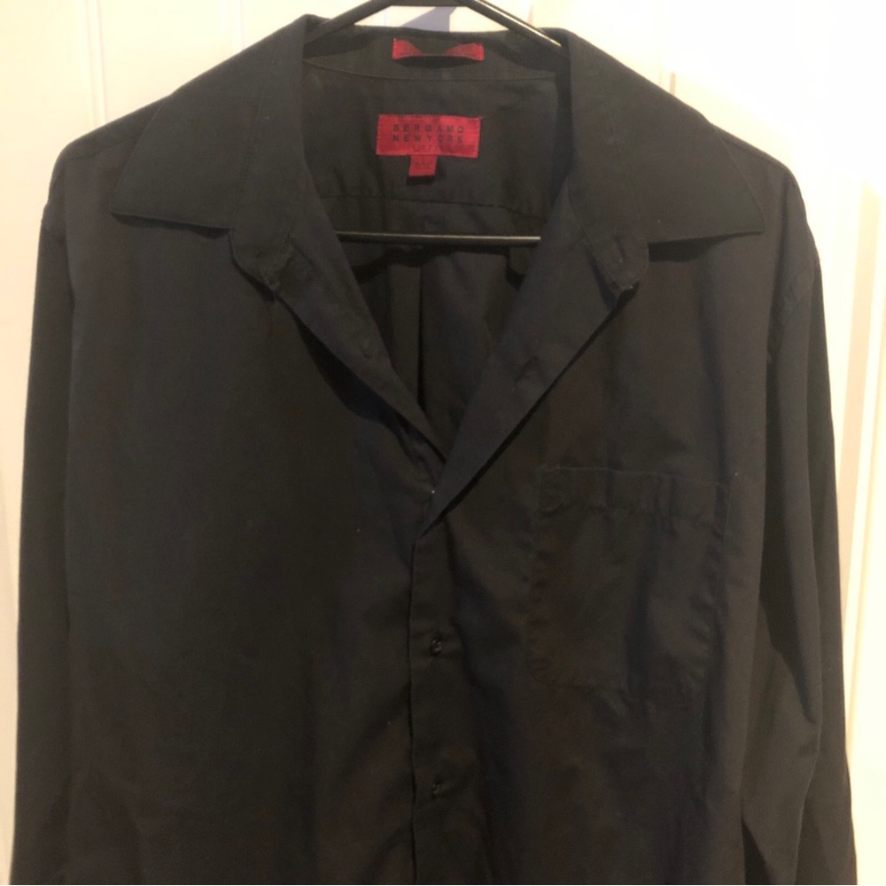 Bergamo New York Mens Black Dress Shirt Authentic Size Large